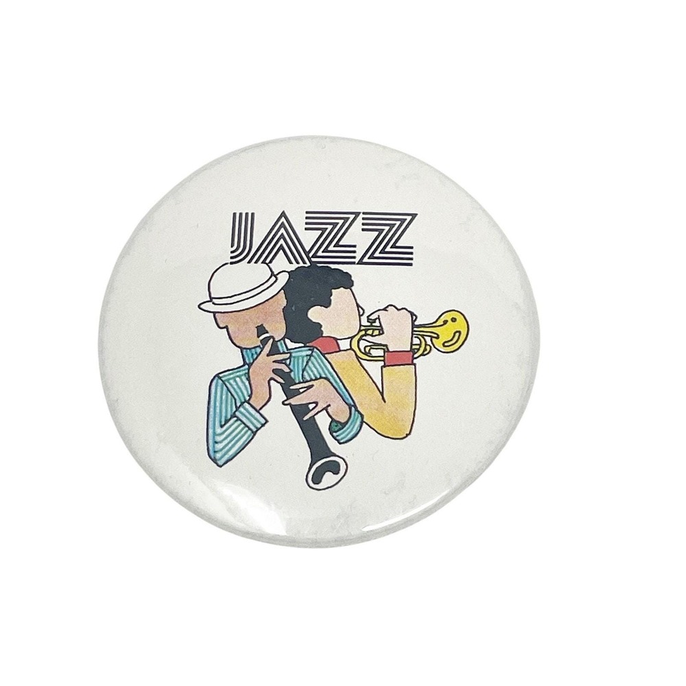 Vintage Jazz Player Button Pinback Band Concert Collectible Bar Musician 80s 90s